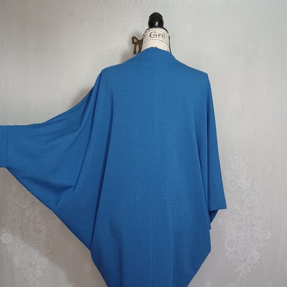Wonderlush Blue Open Front Dolan Sleeve Knit Cardigan M/L - Picture 5 of 6